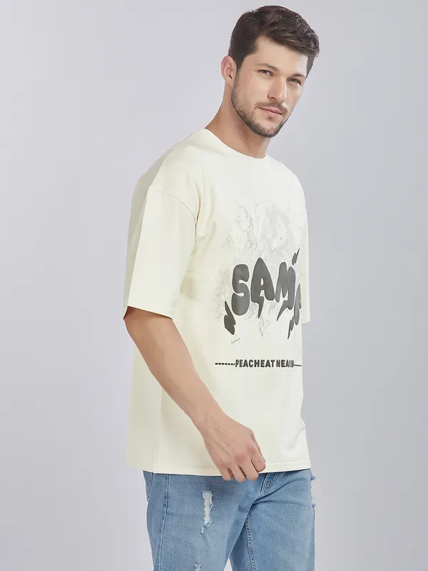 White_100%_Cotton_Graphic_Puff_Printed_Drop_Shoulder_T-Shirt_For_Men