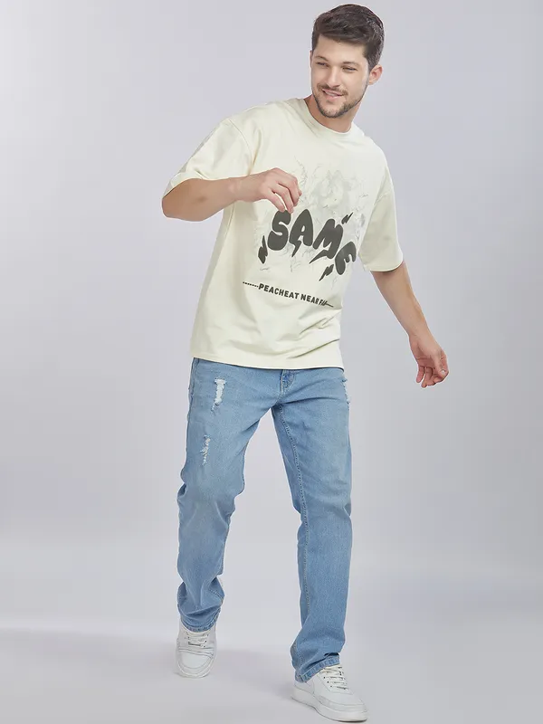 White_100%_Cotton_Graphic_Puff_Printed_Drop_Shoulder_T-Shirt_For_Men