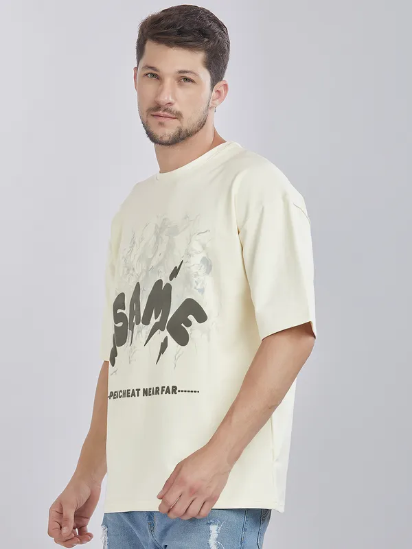 White_100%_Cotton_Graphic_Puff_Printed_Drop_Shoulder_T-Shirt_For_Men