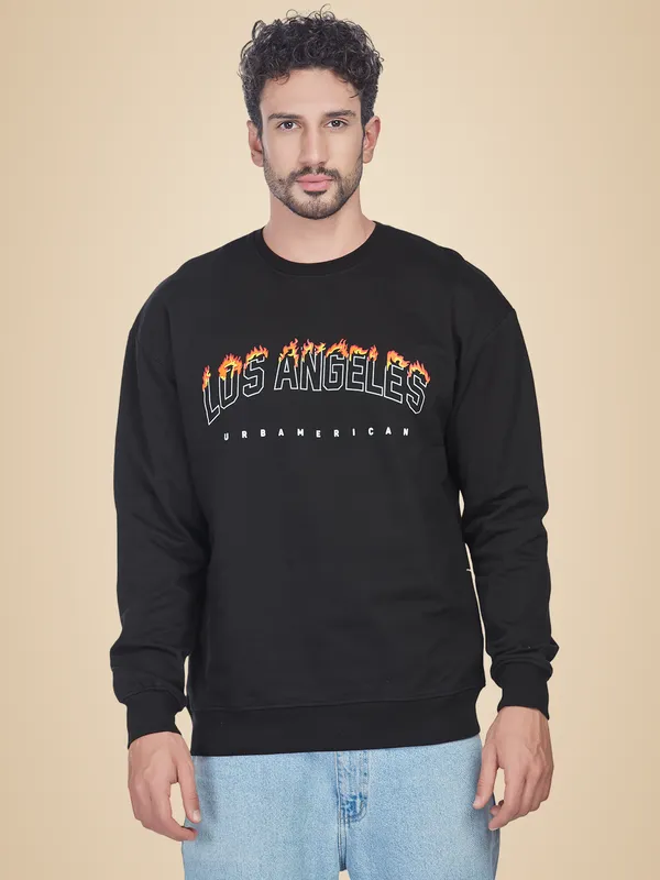 Black_100%_Cotton_Los_Angeles_Printed_Crewneck_Sweatshirt_For_Men