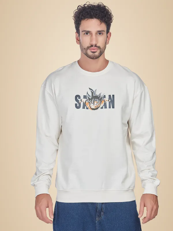 White_100%_Cotton__Dragon_Ball_Z_Goku_Super_Saiyan_Printed_Sweatshirt_For_Men