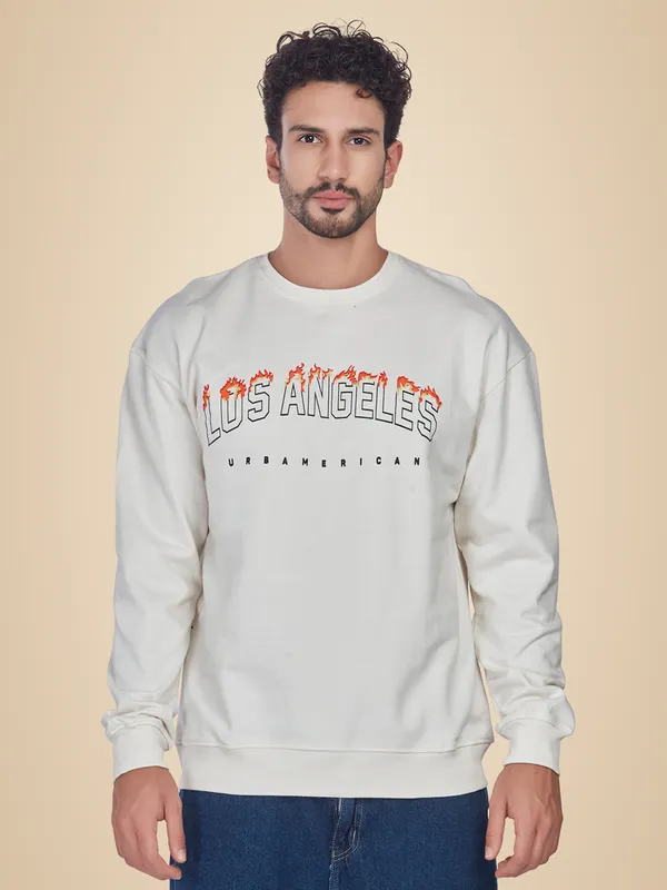 White_100%_Cotton_Los_Angeles_Printed_Crewneck_Sweatshirt_For_Men