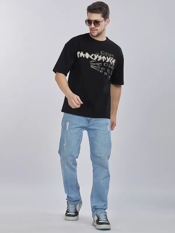 Black_100%_Cotton_Daily_Style_Graphic_Printed_Oversized_T-Shirt_For_Men