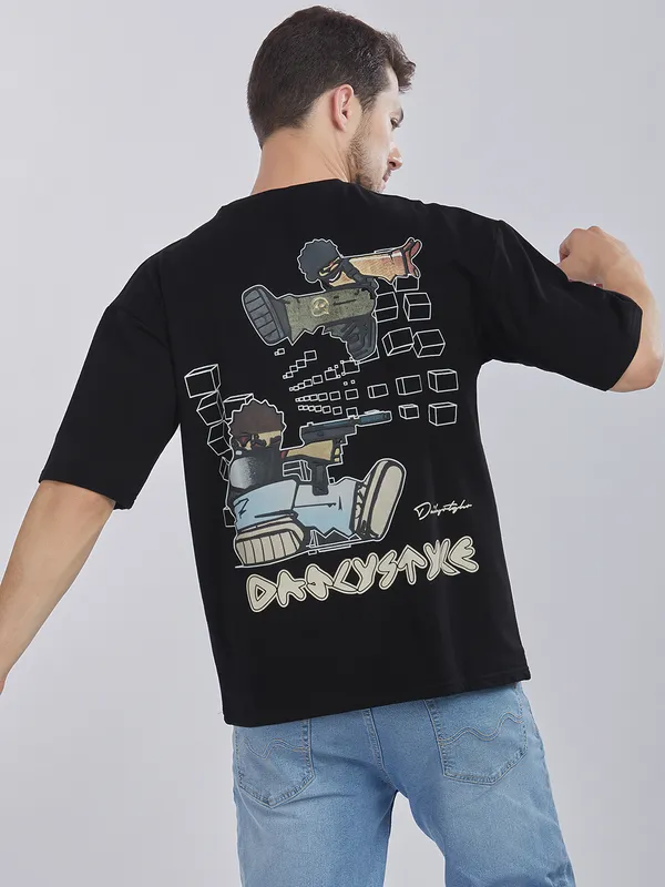 Black_100%_Cotton_Daily_Style_Graphic_Printed_Oversized_T-Shirt_For_Men