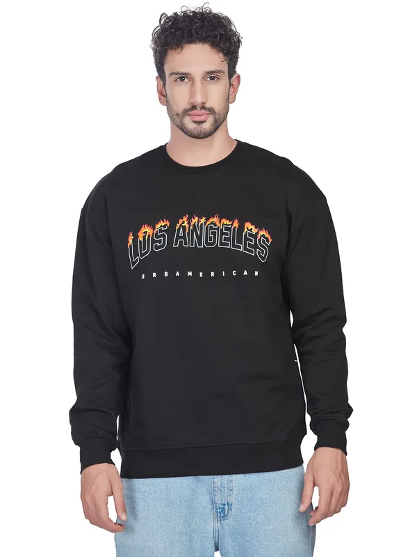 Black_100%_Cotton_Los_Angeles_Printed_Crewneck_Sweatshirt_For_Men