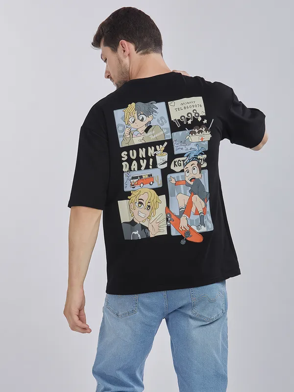 Black_100%_Cotton_Drop_Shoulder_Anime_Printed_Tee_For_Men