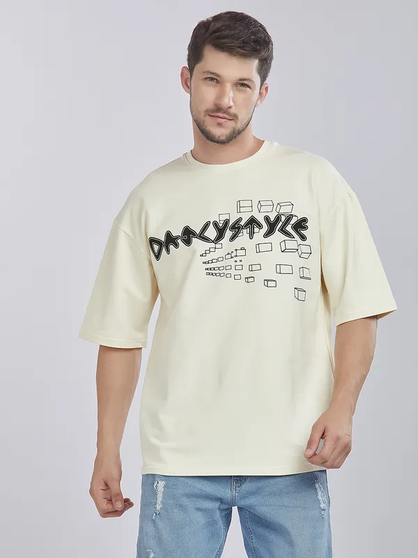 White_100%_Cotton_Daily_Style_Graphic_Printed_Oversized_T-Shirt_For_Men