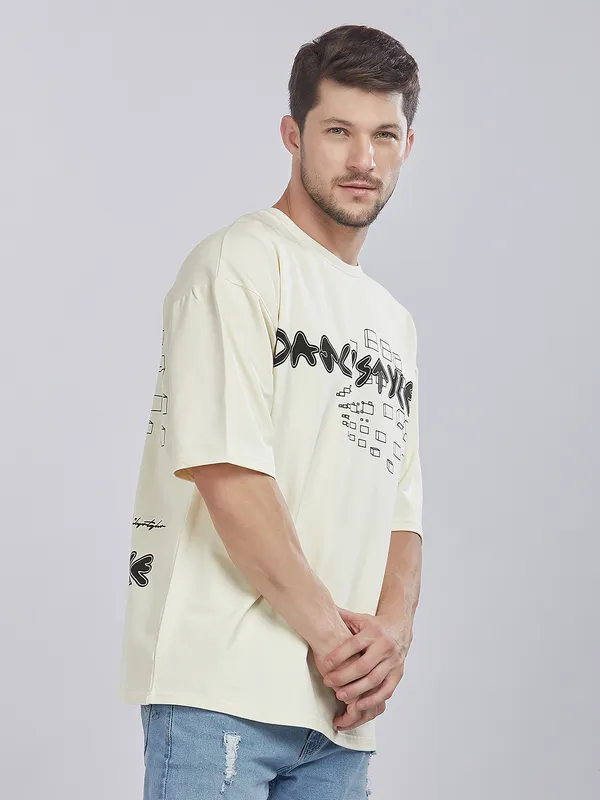 White_100%_Cotton_Daily_Style_Graphic_Printed_Oversized_T-Shirt_For_Men
