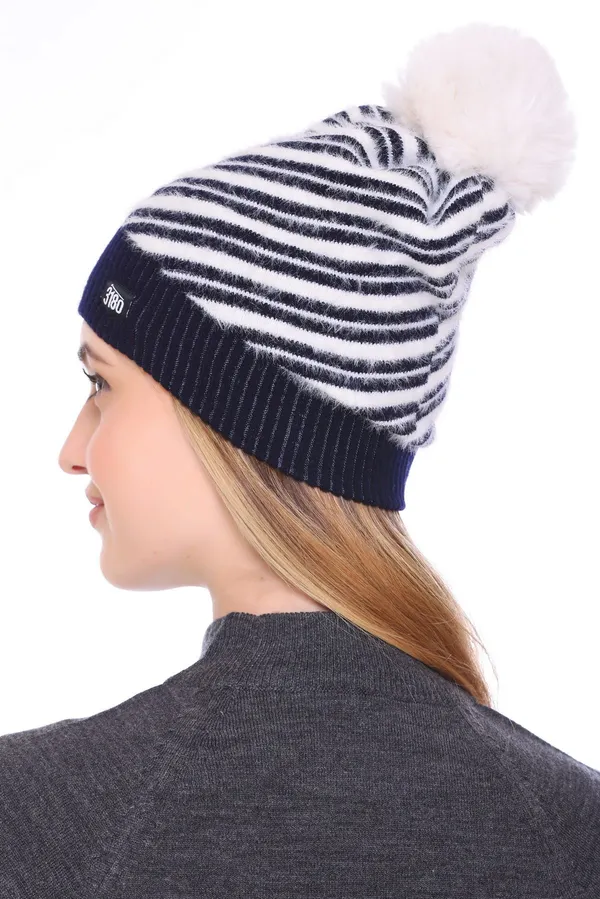 Dark_Blue_Self_Design_Beanie_Cap_For_Women
