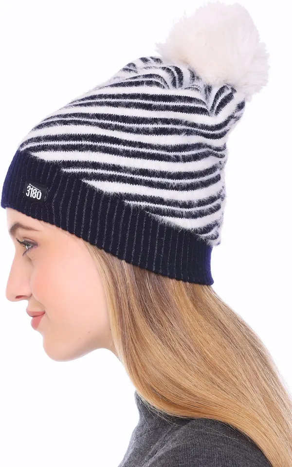 Dark_Blue_Self_Design_Beanie_Cap_For_Women