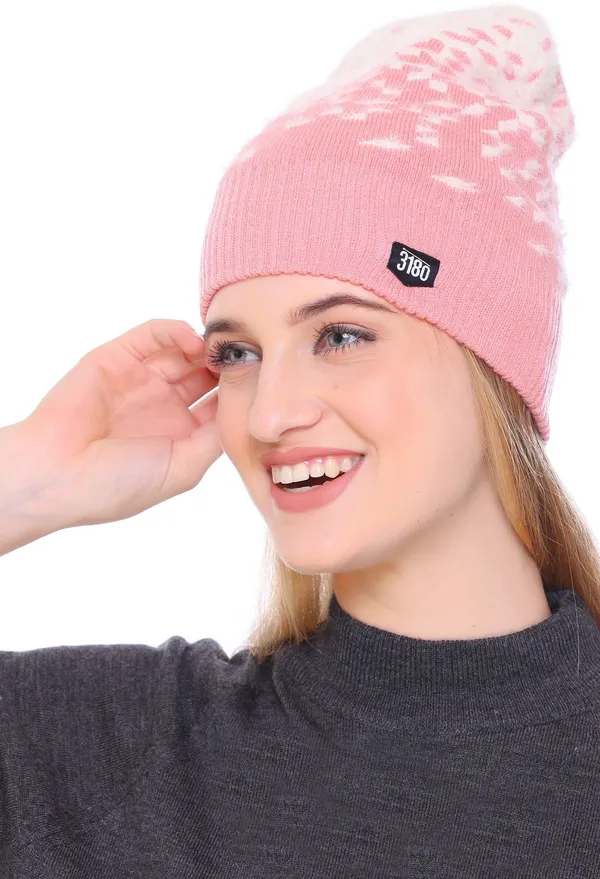 Pink_Self_Design_Skull_Cap_Cap_For_Women