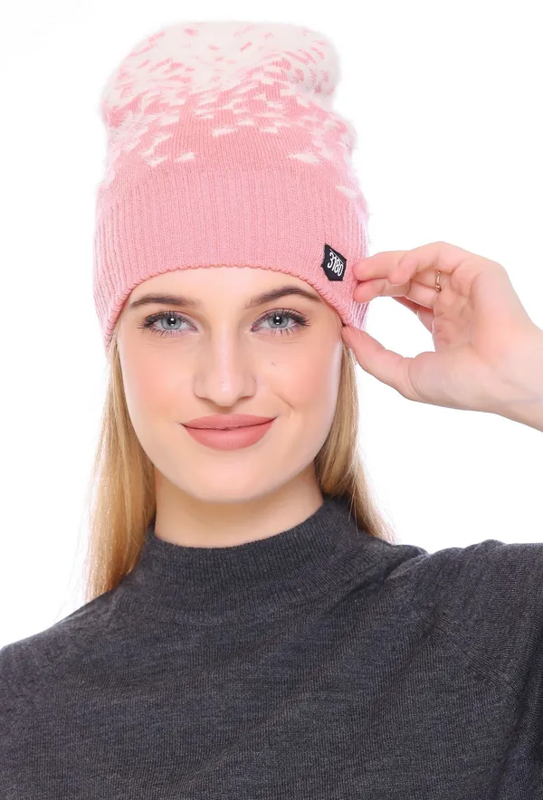 Pink_Self_Design_Skull_Cap_Cap_For_Women
