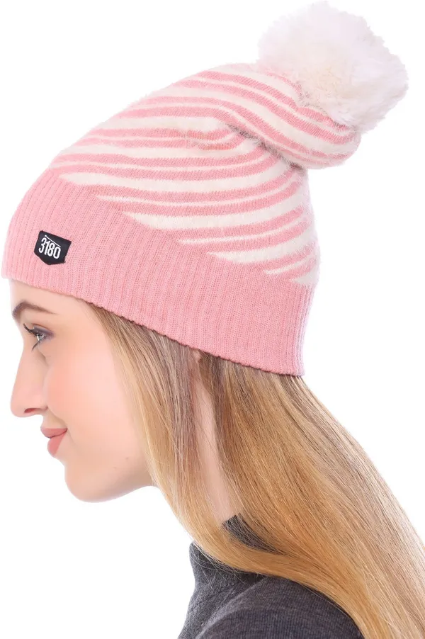 Pink_Self_Design_Beanie_Cap_For_Women