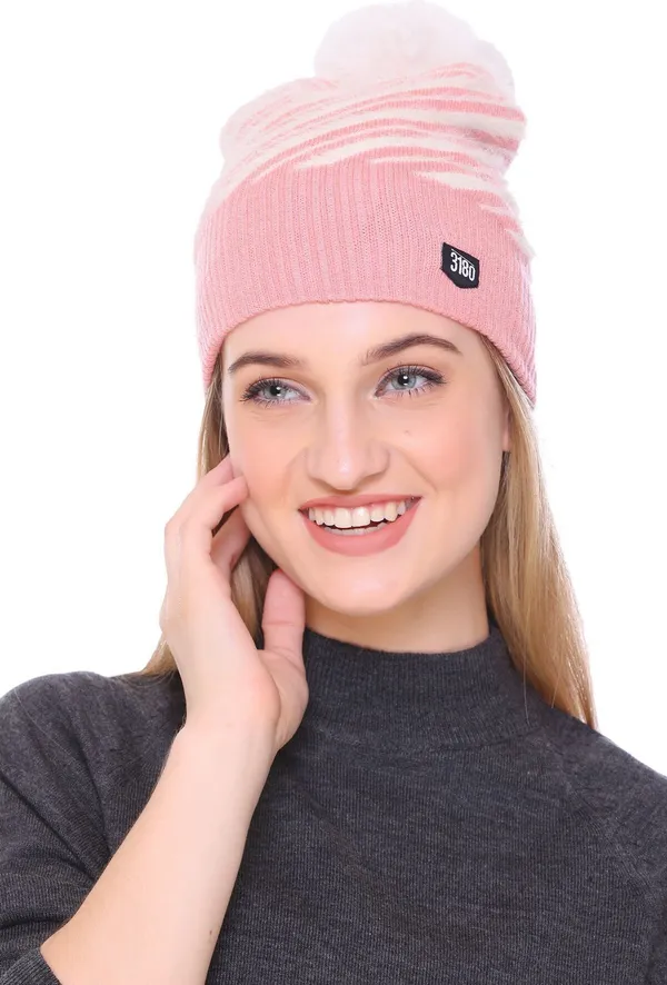 Pink_Self_Design_Beanie_Cap_For_Women