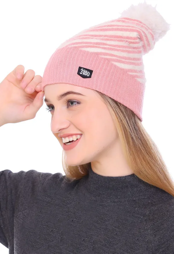 Pink_Self_Design_Beanie_Cap_For_Women