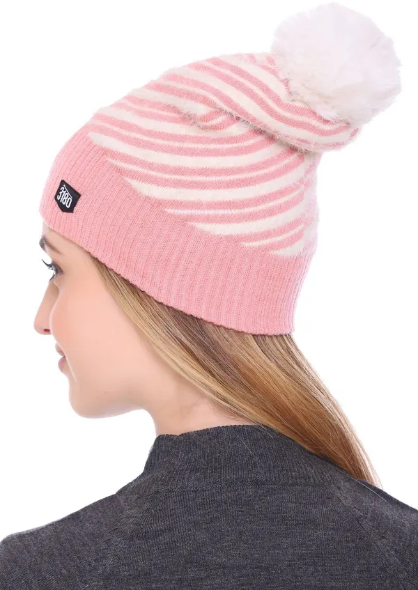 Pink_Self_Design_Beanie_Cap_For_Women