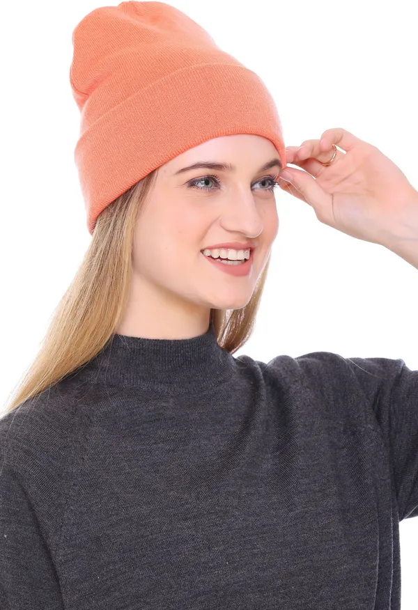 Orange_Solid_Skull_Cap_Cap_For_Women