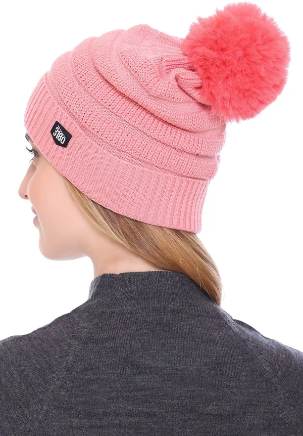 Pink_Self_Design_Beanie_Cap_For_Women
