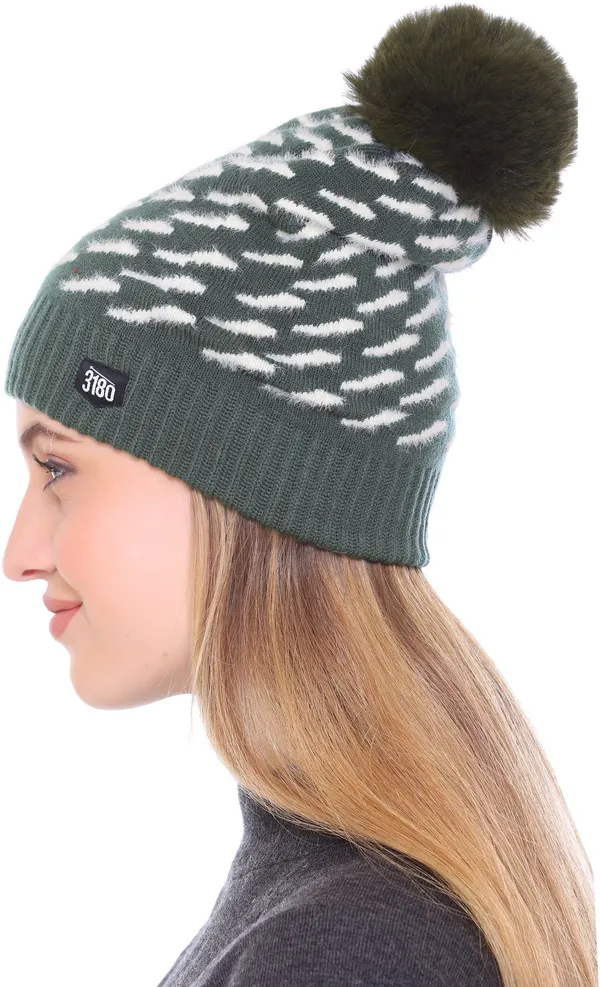 Green_Self_Design_Beanie_Cap_For_Women