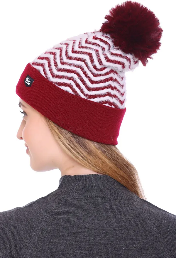 Red_Self_Design_Beanie_Cap_For_Women