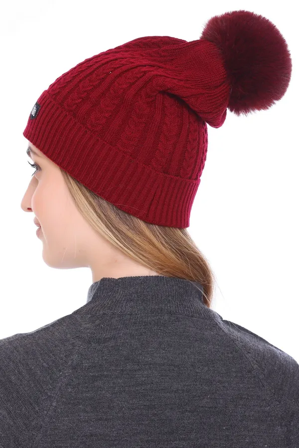 Maroon_Self_Design_Beanie_Cap_For_Women