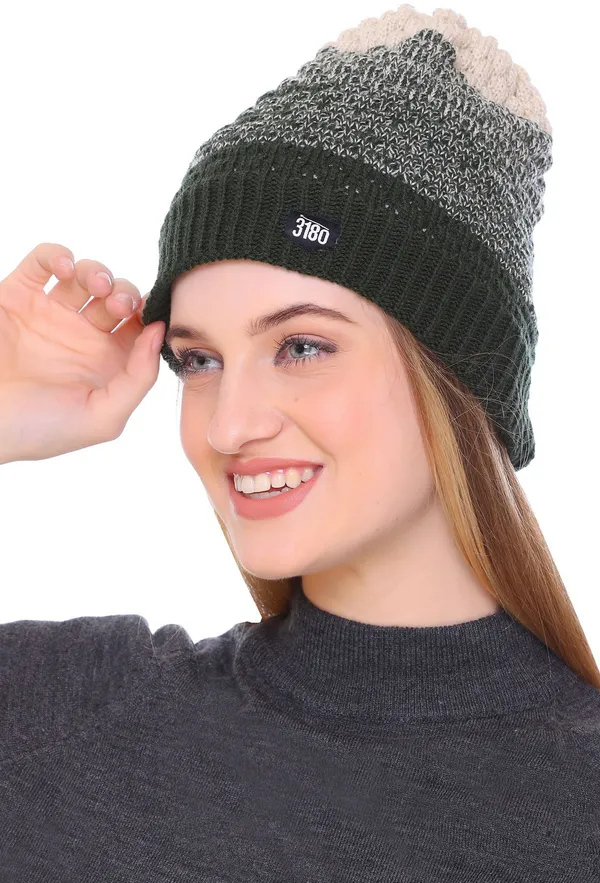 Dark_Green_Self_Design_Skull_Cap_Cap_For_Women