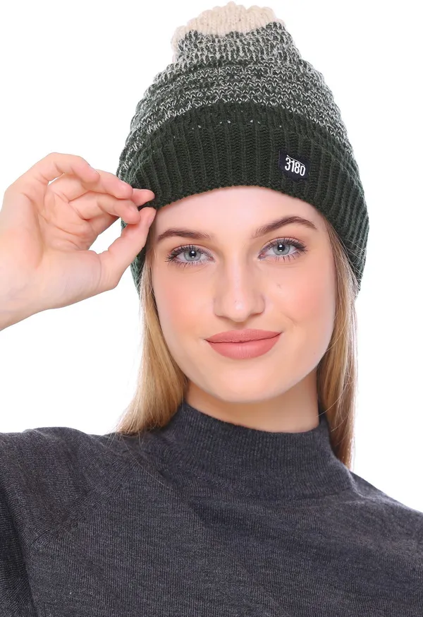 Dark_Green_Self_Design_Skull_Cap_Cap_For_Women