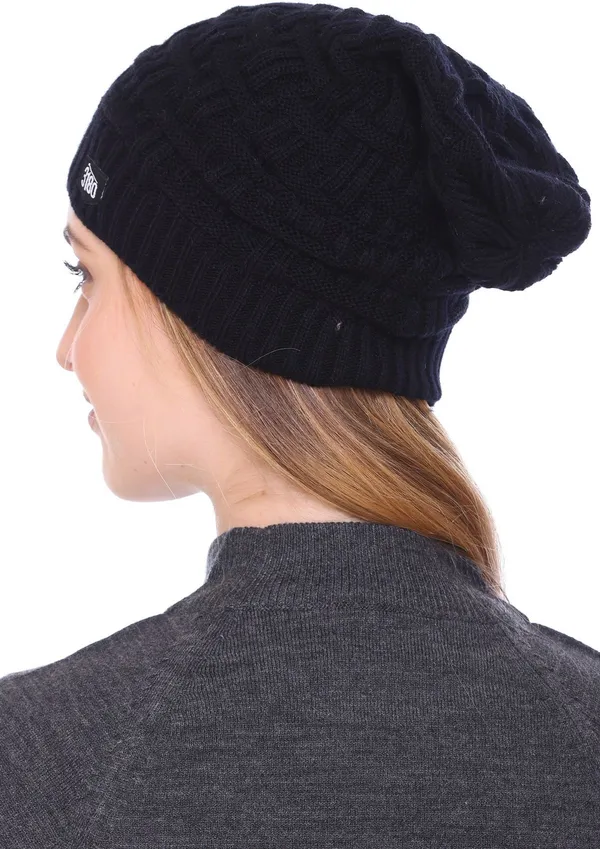 Black_Self_Design_Beanie_Cap_For_Women