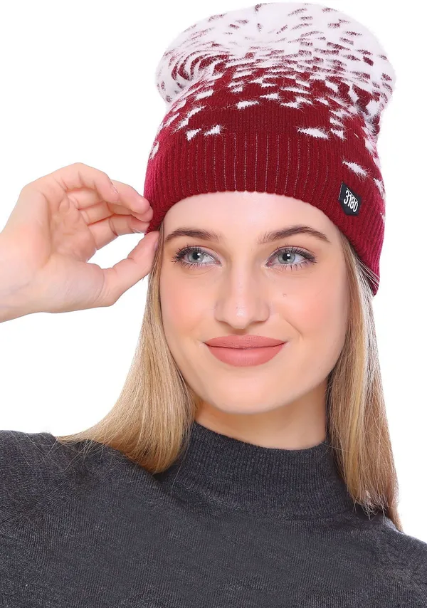 Maroon_Self_Design_Skull_Cap_Cap_For_Women