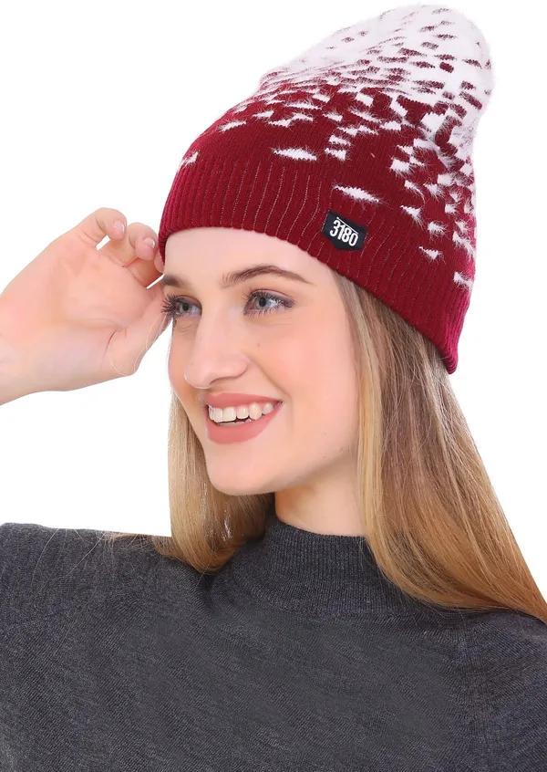 Maroon_Self_Design_Skull_Cap_Cap_For_Women