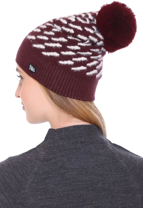 Maroon_Self_Design_Beanie_Cap_For_Women