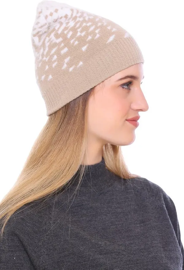 Beige_Self_Design_Skull_Cap_Cap_For_Women