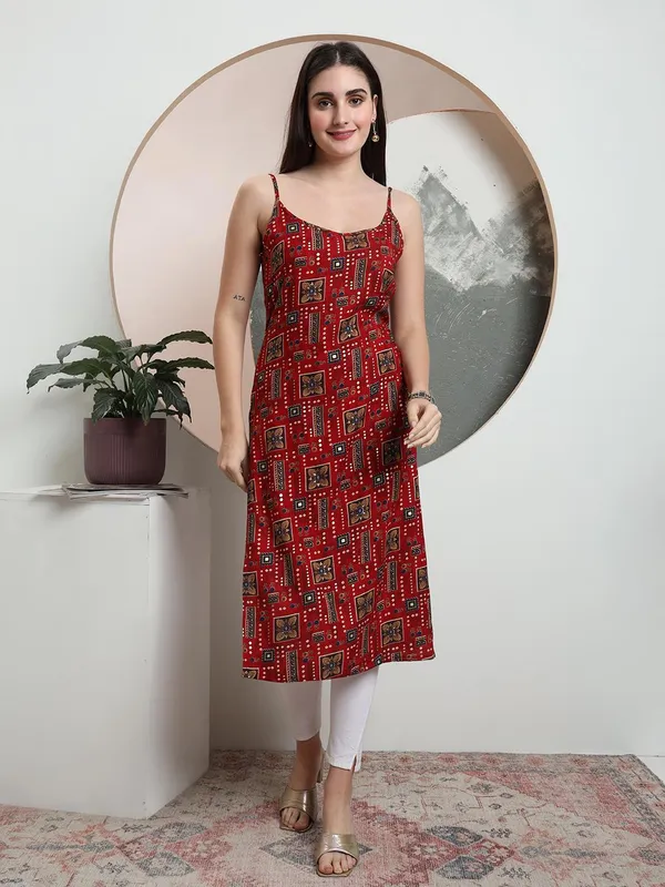 Maroon_Rayon_Kurtis_For_Women