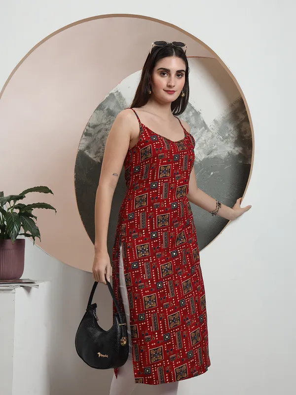 Maroon_Rayon_Kurtis_For_Women