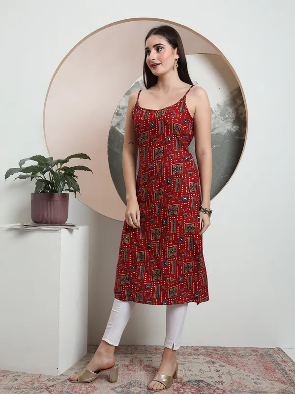 Maroon_Rayon_Kurtis_For_Women