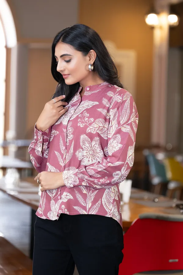 Pink_Viscose_Rayon_Shirts_For_Women