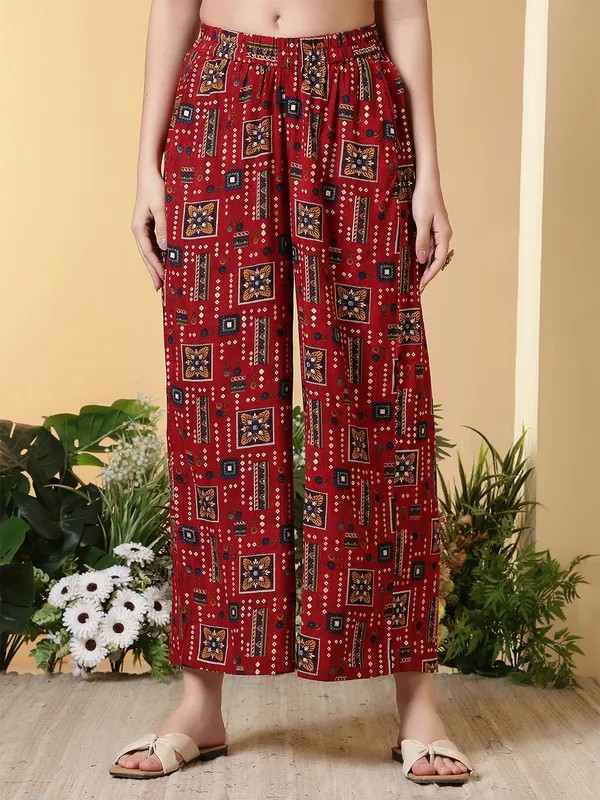 Maroon_Viscose_Rayon_Co-Ord_Set_For_Women