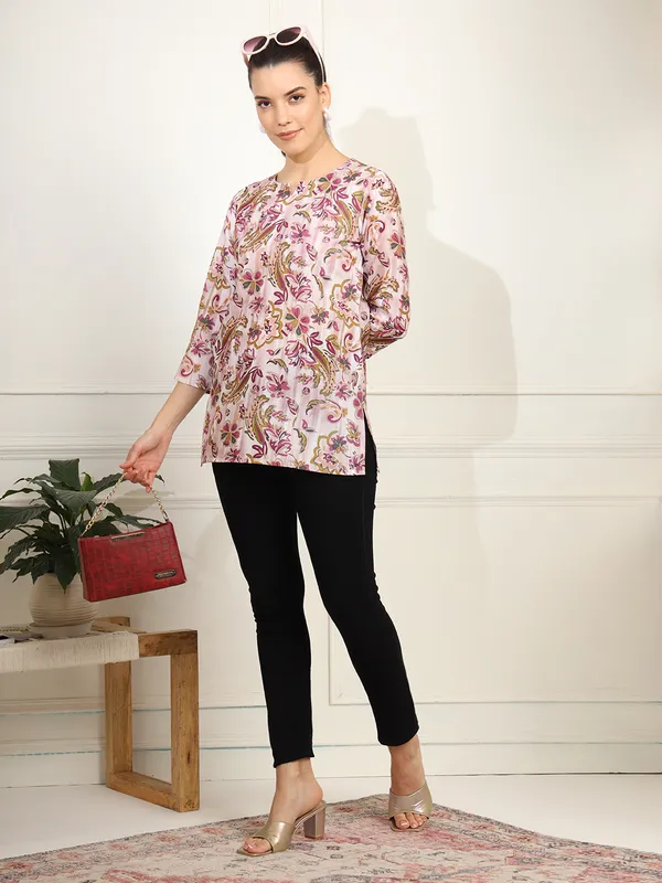 Pink_Cotton_Blend_Top_For_Women