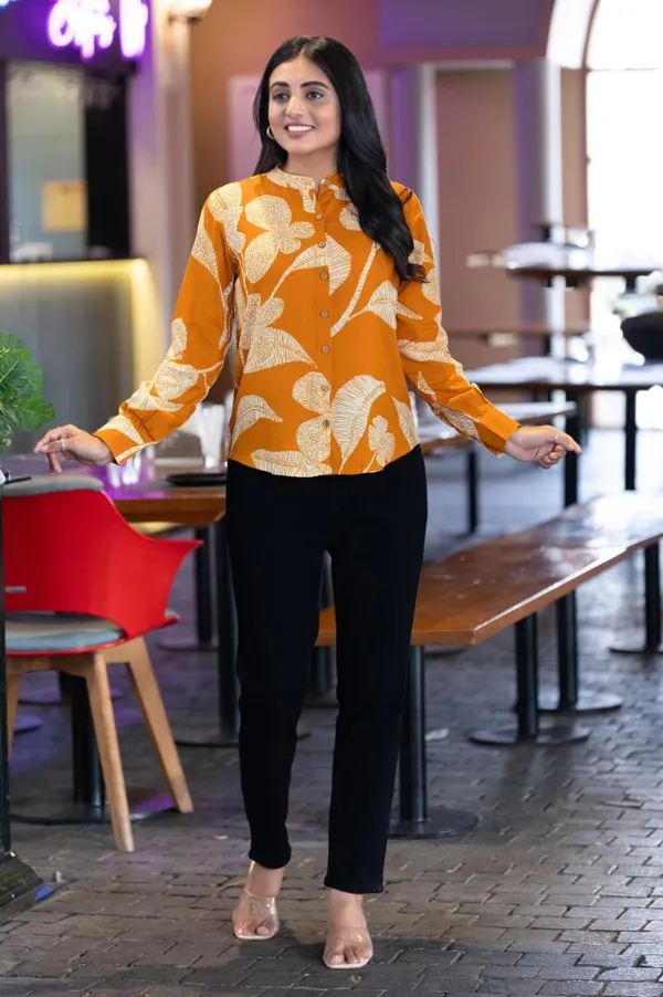 Mustard_Viscose_Rayon_Shirts_For_Women