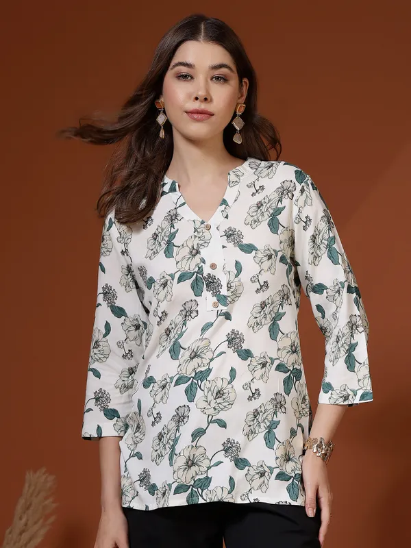 AMOUS-Minimal_Floral_Work_Wear_Kurti