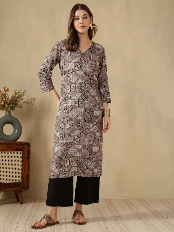 AMOUS-Ethnic_Mosaic_Geometric_Print_Kurti_for_Office_&_Casual_Wear