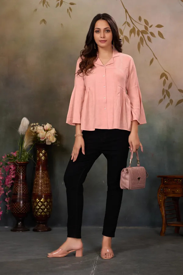 Light_Salmon_Cotton_Blend_Top_For_Women