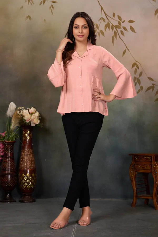 Light_Salmon_Cotton_Blend_Top_For_Women