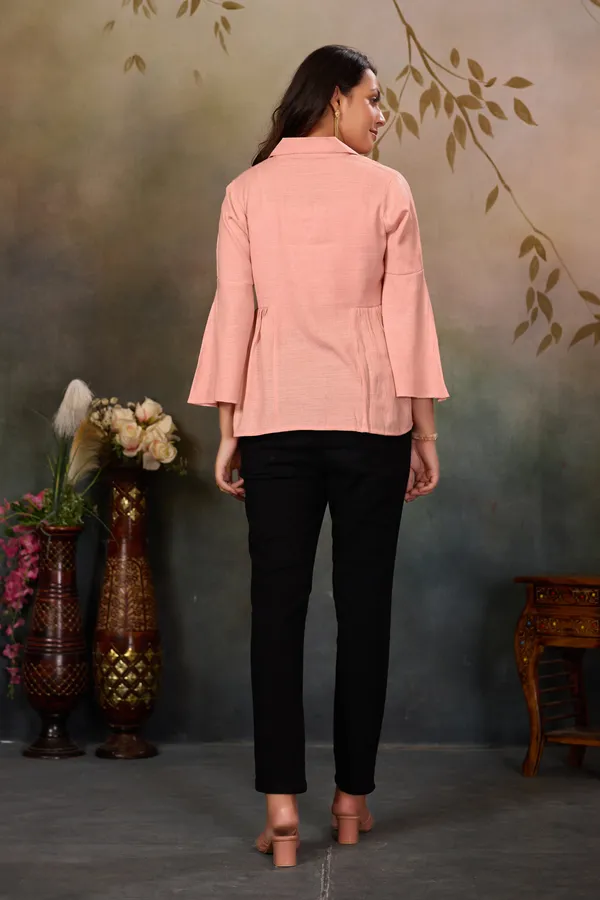Light_Salmon_Cotton_Blend_Top_For_Women