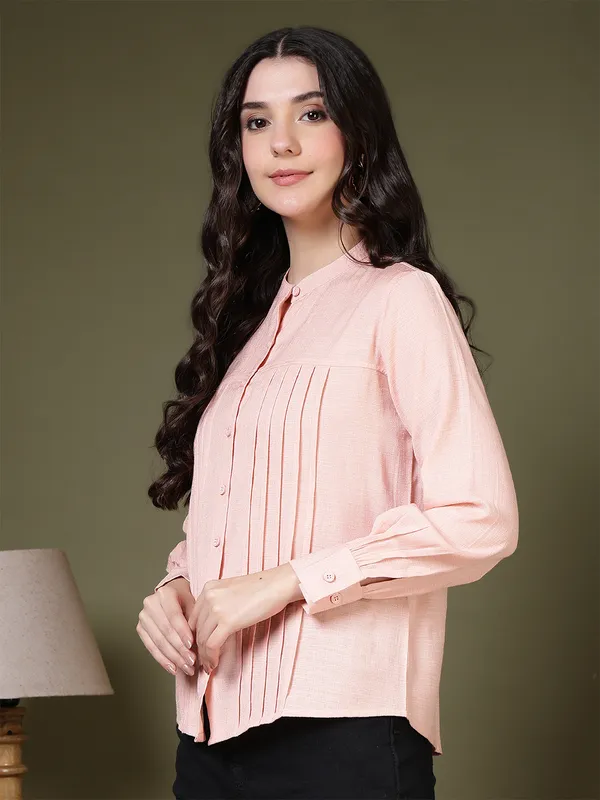 Pink_Cotton_Blend_Shirts_For_Women