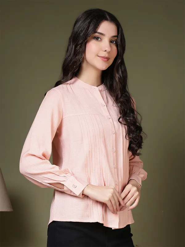 Pink_Cotton_Blend_Shirts_For_Women