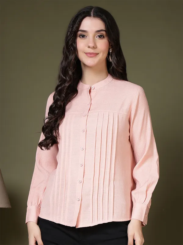 Pink_Cotton_Blend_Shirts_For_Women