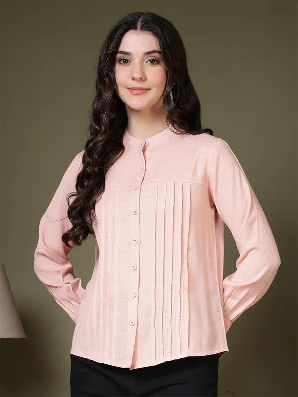 Pink_Cotton_Blend_Shirts_For_Women
