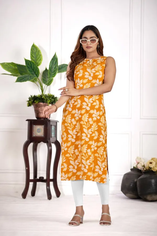 Mustard_Rayon_Kurtis_For_Women