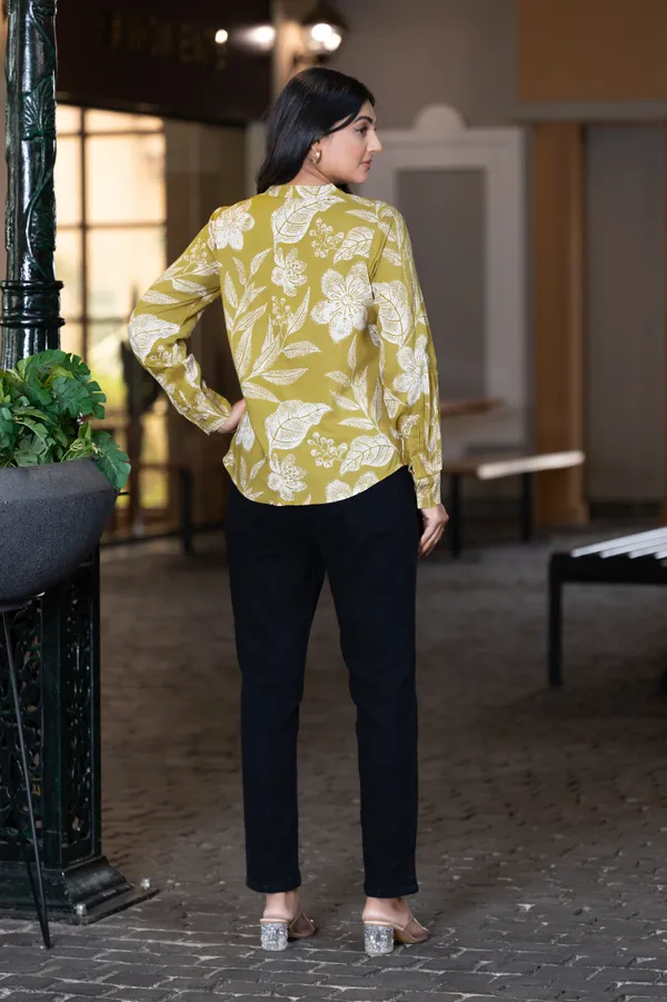 Yellow_Viscose_Rayon_Shirts_For_Women